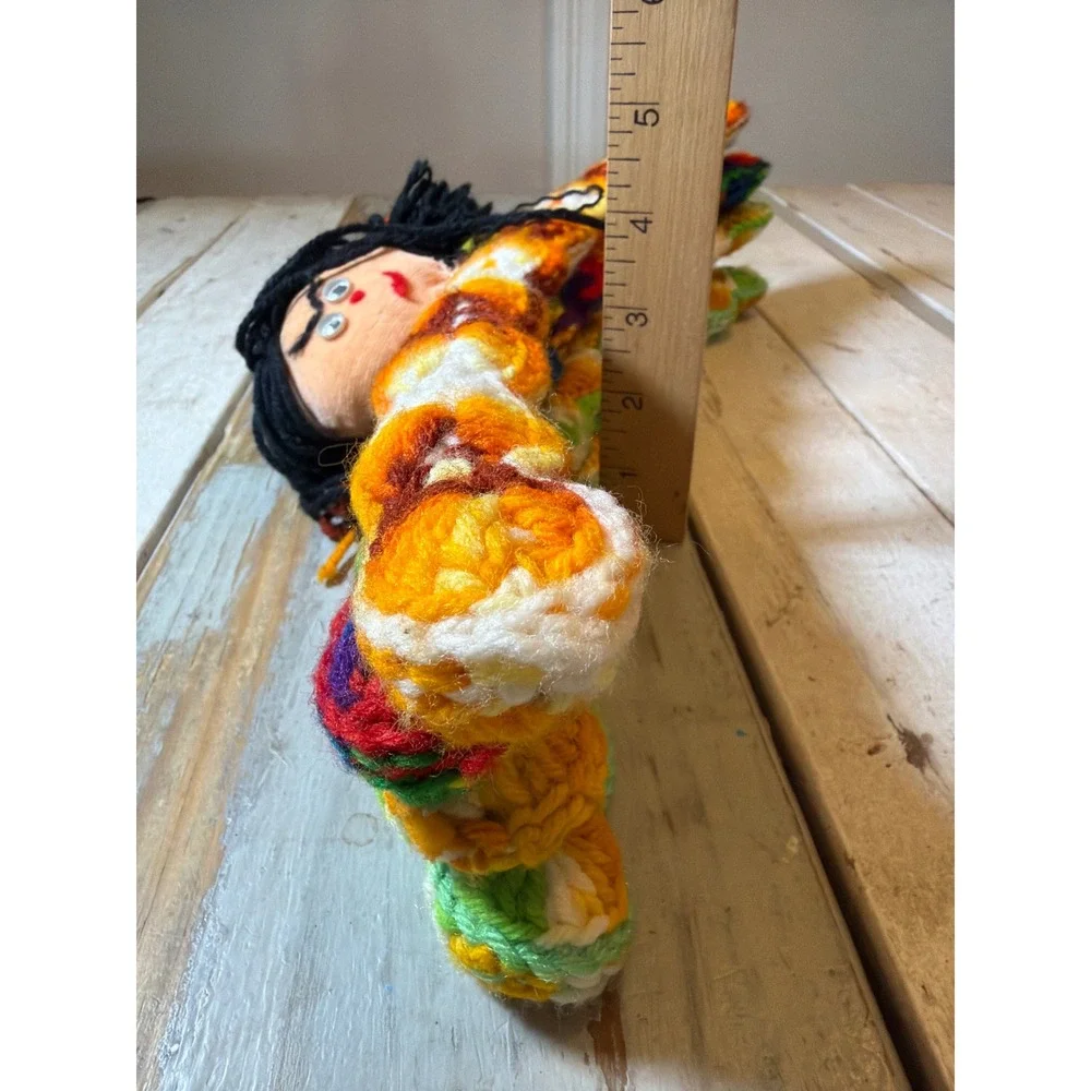 Vintage Lot of (4) Handmade Yarn Doll & Braided Folk Art Crochet Hanger Covers
